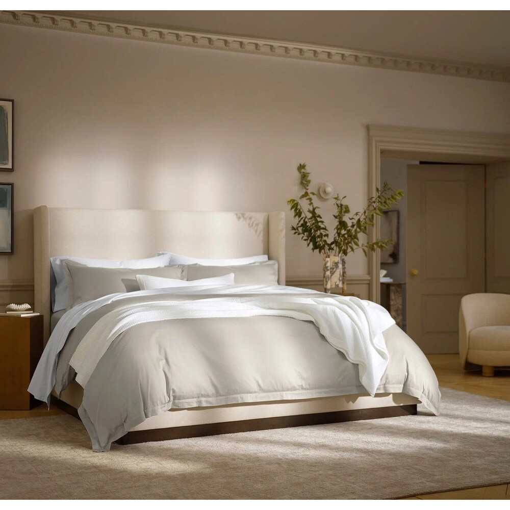 BOLL & BRANCH Signature Hemmed Duvet Cover Pewter KING / CAL KING Organic Cotton